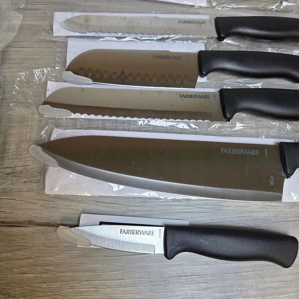 Farberware Knife Lot Kitchen Cutlery Set New Utility Chef Knives with Shears New